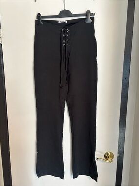 Reformation Black Lace-Up Front Pants